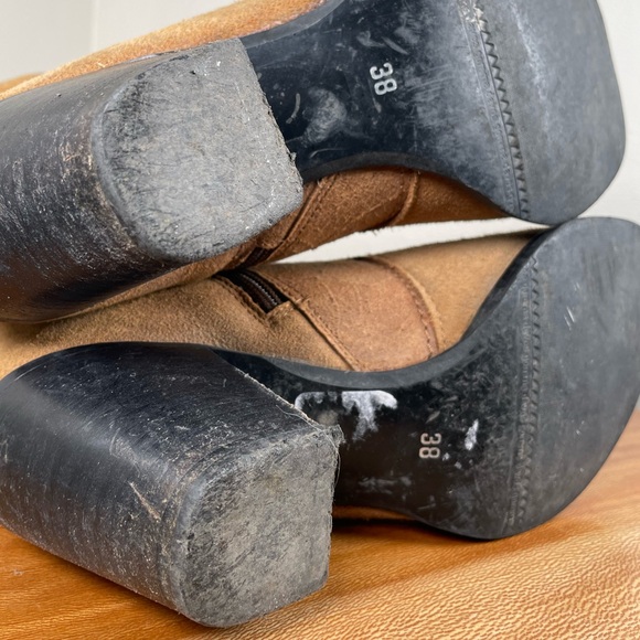 Vtg Nine West Brown Hippie Boho Western Cowboy Pull On Leather Boots Size 38 - Picture 10 of 14